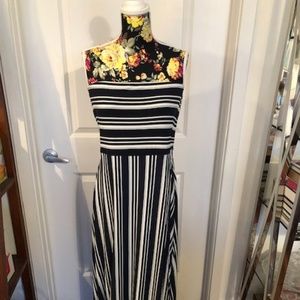 Strapless Striped Maxi Dress